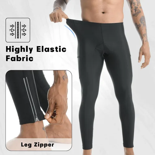 Vista 2 de X-TIGER Pantalones de ciclismo para hombre, 5D, acolchados, con gel 5D, mallas de ciclismo para montar al aire libre, montaña y carretera