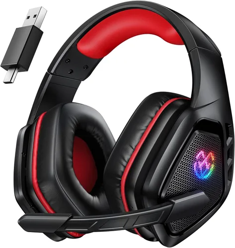 Vista 9 de Tatybo Wireless Gaming Headset for PC, 2.4 Ghz USB & Type-C Gaming Headphones with Microphone, 30H Battery Bluetooth Headphones for Switch, Laptop
