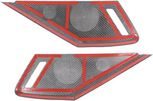 Vista 7 de Cubierta de altavoz de puerta lateral de automóvil compatible con Chevrolet Corvette C8 2LT 3LT 2020-2023 fibra de carbono real, 2 piezas, Negro