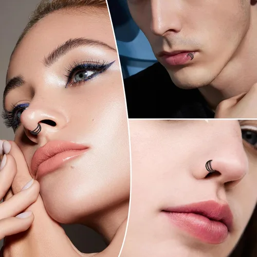 Vista 5 de Triple Nose Ring Hoop Conch Piercing Jewelry Helix Cartilage Earring