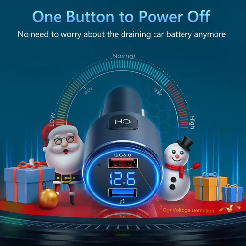 Vista 11 de Versión mejorada V5.3 - Transmisor FM Bluetooth, adaptador Bluetooth para coche QC3.0 y adaptador de radio FM inalámbrico con retroiluminación LED