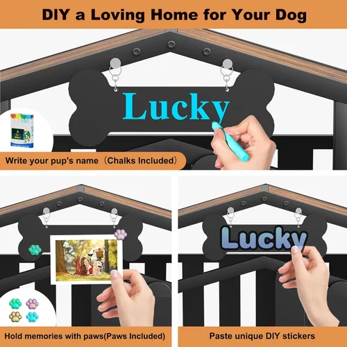 Vista 2 de EasyCom Muebles resistentes de 31 pulgadas para perros, para interiores con ruedas de 360°, jaulas decorativas para perros pequeños, jaula de madera