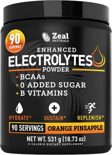 Vista 16 de Zeal Naturals Bebida de recuperación de electrolitos en polvo (90 porciones Cereza negra) con 0 azúcar+BCAA +Vitaminas B Suplemento