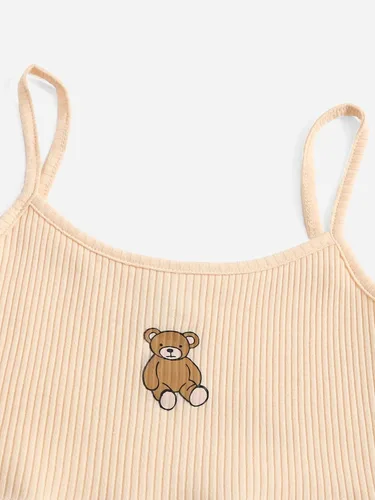 Vista 4 de WDIRARA Conjunto de 2 piezas para niña con estampado de dibujos animados y falda a cuadros