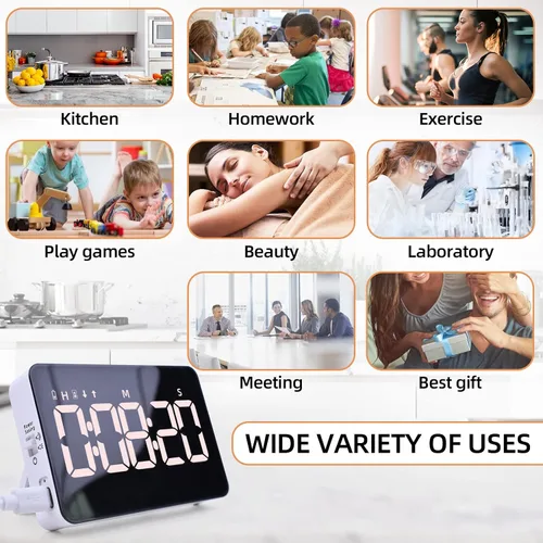 Vista 7 de Temporizador Digital Recargable de Cocina para Cocinar, Temporizadores Magnéticos con Cuenta Regresiva/Progresiva, Temporizador para Niños
