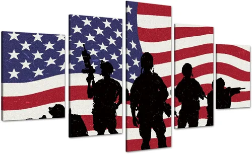 Vista 14 de Cuadros decorativos para pared de sala de estar, impresión en lienzo, retro, vintage, bandera estadounidense estadounidense y pintura moderna