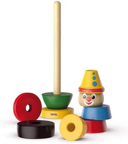 Vista 3 de BRIO Infant & Toddler 30120 - Stacking Clown - 9 Piece Wood Stacking Toy for Kids Ages 1 and Up