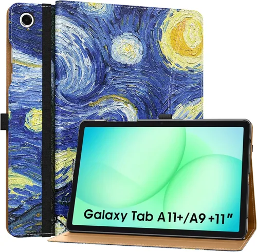 Vista 19 de MoKo Funda para Samsung Galaxy Tab A11+/ A11 Plus/ A9+/ A9 Plus de 11 pulgadas 2026/2024, piel sintética multiángulo con correa de mano, bolsillo