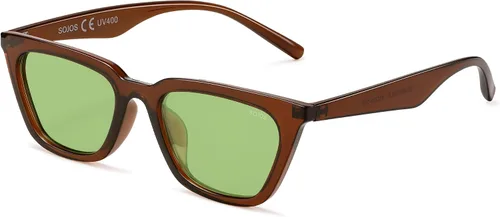 Vista 11 de SOJOS Gafas de sol polarizadas cuadradas estrechas estilo ojos de gato para mujeres, retro, modernas, para conducir SJ2169 Gris transparente/Gris