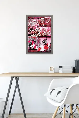 Vista 6 de Trends International DC Comics - Póster de pared de Harley Quinn, Good To Be Bad, 14.725 x 22.375 pulgadas, versión enmarcada de madera de granero