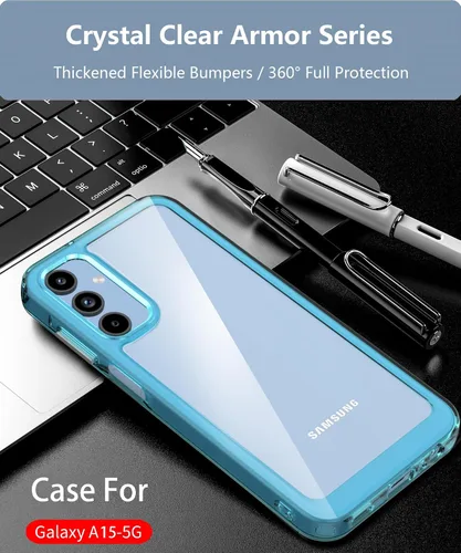Vista 7 de Funda para teléfono Samsung Galaxy-A15-5G: Cubierta de teléfono a prueba de golpes de grado militar con protector de pantalla de vidrio templado