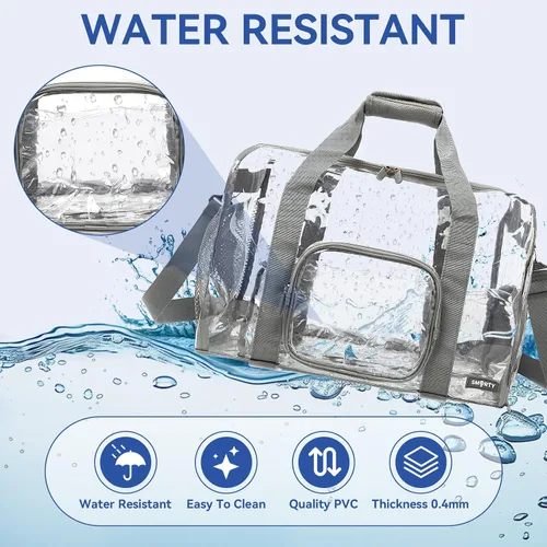 Vista 3 de Bolsa de lona transparente grande y resistente con compartimento para zapatos, bolsa de gimnasio transparente aprobada por estadios con correa