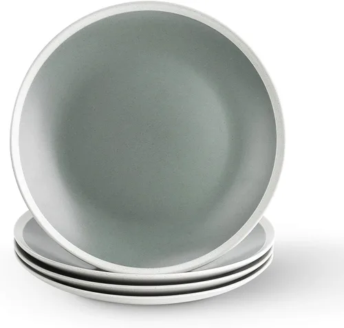 Vista 5 de Stone Lain Serenity - Juego de platos de cerámica, 4 cuencos de ramen, gris oscuro y crema