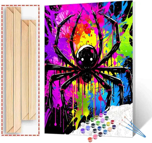 Vista 14 de Tucocoo Kit de pintura por números de lobo colorido, lienzo de 16 x 20 pulgadas, pintura al óleo digital para adultos con pinceles y pigmento Obras