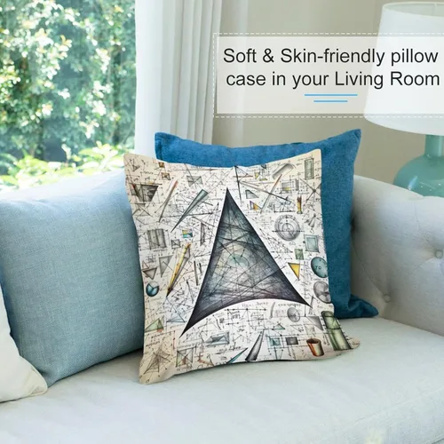 Vista 8 de Fundas de almohada, texto matemático y ecuaciones, formas geométricas, fundas de almohada matemáticas, geometría, fórmulas científicas