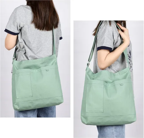 Vista 7 de WantGor Bolso de lona para mujer, bolso cruzado grande para el hombro, bolsos estilo hobo casuales para el trabajo