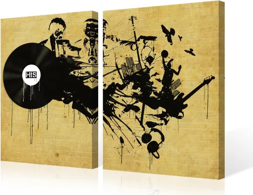 Vista 15 de Lienzo decorativo para pared, diseño de DJ Music Mixes the Track HD impreso en pinturas, 2 piezas, imágenes abstractas para sala de estar, obra