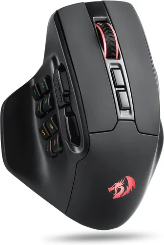 Vista 10 de Redragon M811 Aatrox - Ratón para juegos MMO, 15 botones programables con cable RGB con agarre natural ergonómico, 10 teclas macro laterales