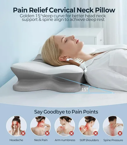 Vista 3 de Almohada cervical para el cuello para aliviar el dolor, espuma