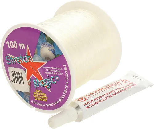 Vista 8 de Stretch Magic Cordón de cuentas y joyas, fuerte y elástico, fácil de anudar, color transparente, 0.028 in de diámetro, carrete de 328.1 ft
