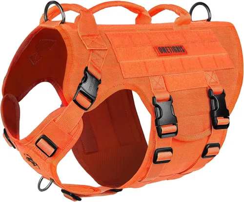 Vista 10 de OneTigris Arnés táctico grande para perros, arnés de perro ajustable sin tirones, arnés de perro resistente con asa, paneles grandes de gancho