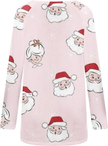 Vista 5 de SIUMOPA Women's Tunic Sweatshirt Reindeer Graphic Print Pullover Oversized Loose Shirts Plus Size Soft Trending Sweater Tops