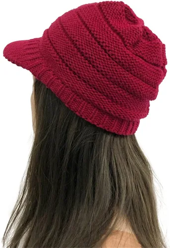 Vista 2 de Gorro de invierno para mujer, cálido, informal, suave, elástico, grueso, lindo gorro de punto para deportes al aire libre
