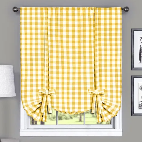 Vista 18 de Achim Home Furnishings - Cortina de ventana a cuadros de un solo paño, 42 x 63 pulgadas, blanca y negra
