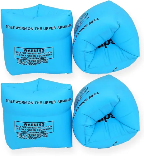 Vista 11 de Flotadores inflables de brazo para niños pequeños, alas de agua inflables para niños, bandas flotantes de brazo azules para natación para niños