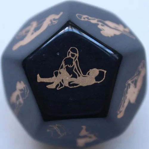 Vista 2 de Dados traviesos para parejas, 1 pieza de dados negros de 12 lados para adultos, juego de dados traviesos para parejas, juego de dados traviesos