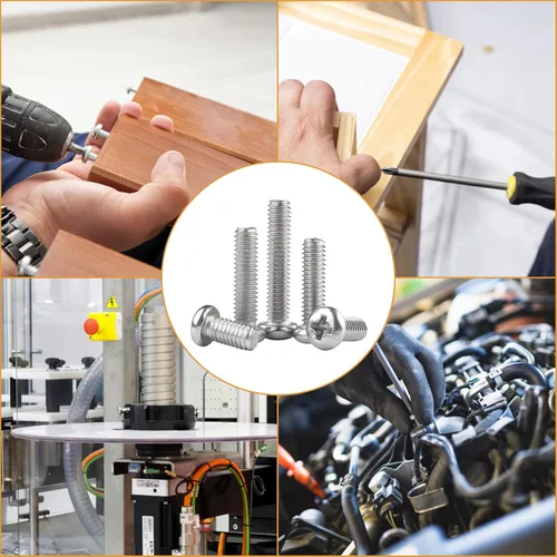 Vista 3 de VIGRUE 1148 tornillos de cabeza plana Phillips métricos, tuercas de perno, arandelas planas M2 M3 M4 M5 M6 Tornillos de máquina surtido, acero