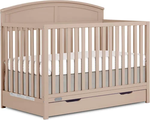 Vista 17 de Dream On Me Storybrooke - Cuna convertible con cajón de almacenamiento 5 en 1: se convierte en cama de día y tamaño matrimonial, altura ajustable