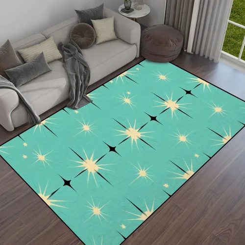 Vista 16 de Alfombra retro de los años 50 con patrón vintage turquesa sin costuras que se repiten los años cincuenta, alfombra de patio al aire libre, alfombra