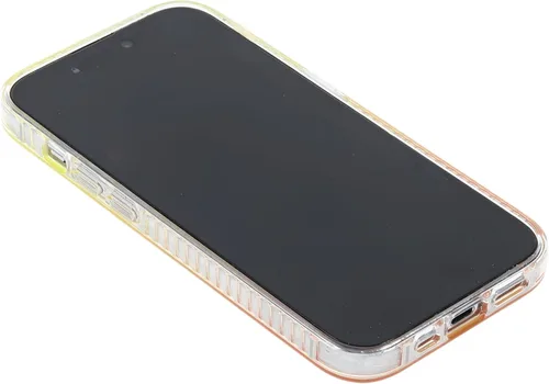 Vista 4 de Funda degradada para iPhone 14 Pro - Diseño multicolor degradado naranja y amarillo, resistente a los impactos y con imanes