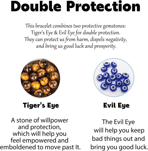 Vista 3 de HOHOTANG Pulsera contra el mal de ojo para hombre, pulsera de cuentas de piedra natural, amuleto de protección de la suerte para hombres, familiares