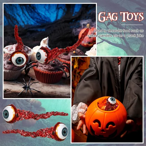 Vista 7 de Hanaive 2 piezas de globos oculares falsos rasgados accesorios de película hechos a mano de calidad realista ojos rasgados recuerdos de fiesta