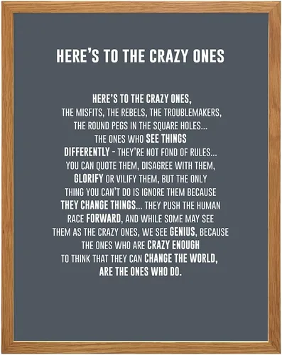 Vista 11 de Heres to the Crazy Ones Cita Motivacional Empresarial - Lámina Artística de 8 x 10 pulgadas, Decoración del Hogar ENMARCADA - Póster de Arte