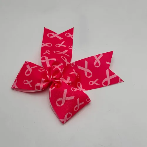 Vista 2 de Pinzas para el cabello con cinta de concientización rosa para el cáncer de mama, lazo rosa BCA02 (C1)