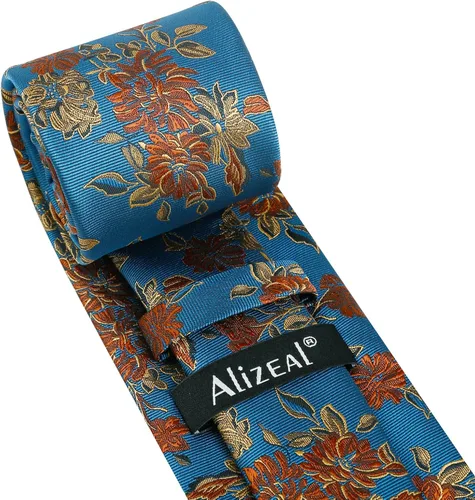 Vista 210 de Alizeal Mens 3.15inches Leaf Flower Pattern Tie with Floral Pocket Square Set