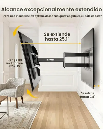Vista 4 de MonTEK - Soporte de pared para televisores de 37 a 90 pulgadas