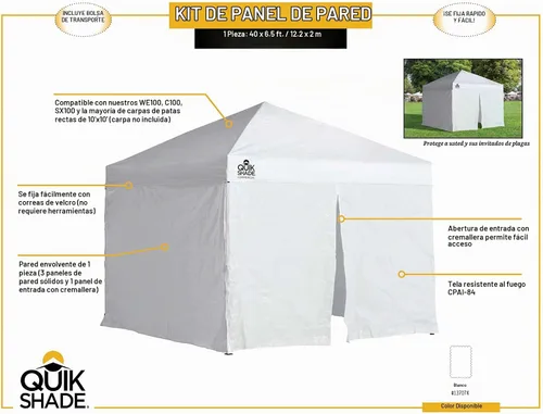 Vista 3 de Quick Shade set de paredes para toldo instantáneo de 10 x 10 pies con entrada con cremallera