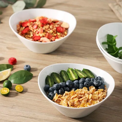 Vista 8 de Buyajuju Juego de 4 cuencos de ensalada de porcelana, 38 onzas, cuencos blancos de 8 pulgadas para cereales, sopa, ramen, aperitivos, arroz, horno