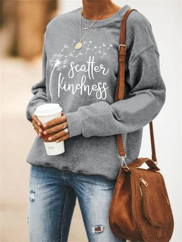 Vista 2 de KIDDAD Sudadera de diente de león para mujer, diseño gráfico Scatter Kindness, camiseta casual de manga larga