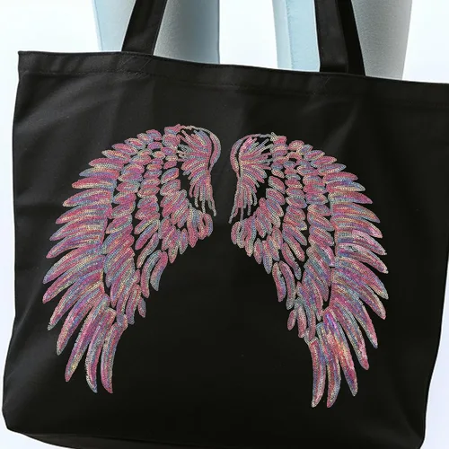 Vista 4 de DOITOOL 2pcs Angel Wing Embroidered Sequin Patches DIY Clothes Accessory Large Colorful Wings Design Iron-on Patch for Costume and Craft