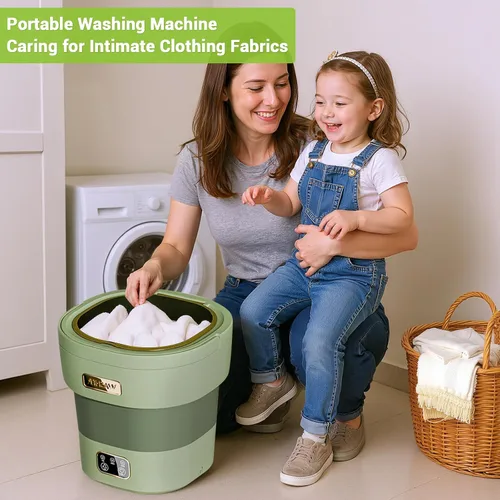 Vista 3 de Mini lavadora y secadora, mini lavadora plegable de 12 l para ropa interior, lavadora plegable mejorada para ropa de bebé, calcetines y apartamento