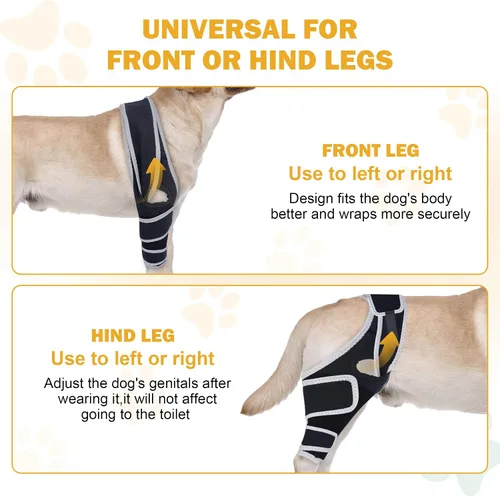 Vista 6 de Rodillera para perros con ACL desgarrado, soportes ajustables para patas de perro, soporte de soporte para patas traseras o delanteras, soporte