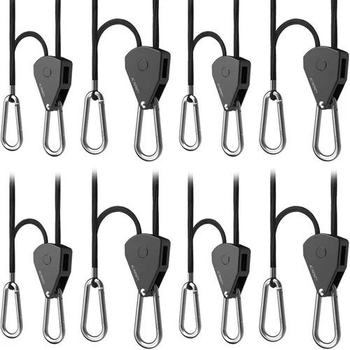 Vista 8 de AC Infinity, Gancho ajustable de cuerda de 1/8", engranajes de acero inoxidable resistentes, capacidad de peso de 150 libras, 6 pares
