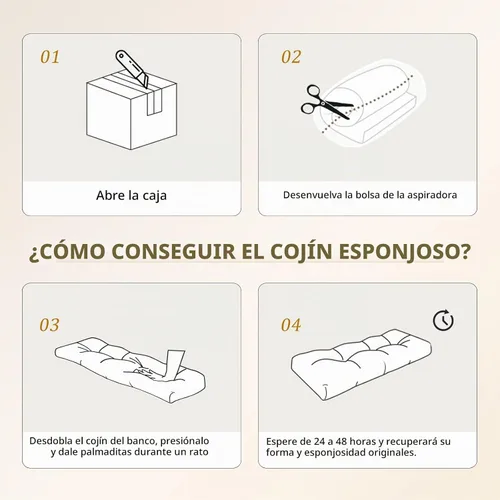 Vista 6 de downluxe Cojín de banco de interior para muebles de interior, cojín de asiento de banco de espuma texturizada, antideslizante, copetudo, 36 x 14 x 4