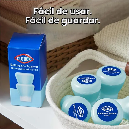 Vista 5 de Clorox - Cápsulas de recarga para espuma de baño sin blanqueador, esenciales para el hogar, limpieza con lluvia, 3 recargas de spray