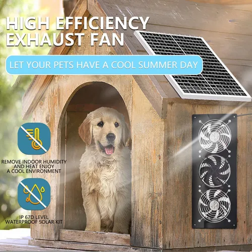 Vista 3 de Ventilador de escape solar, panel solar de 25 W con kit de 3 ventiladores de ventilación, ventilador alimentado por energía solar para cobertizo